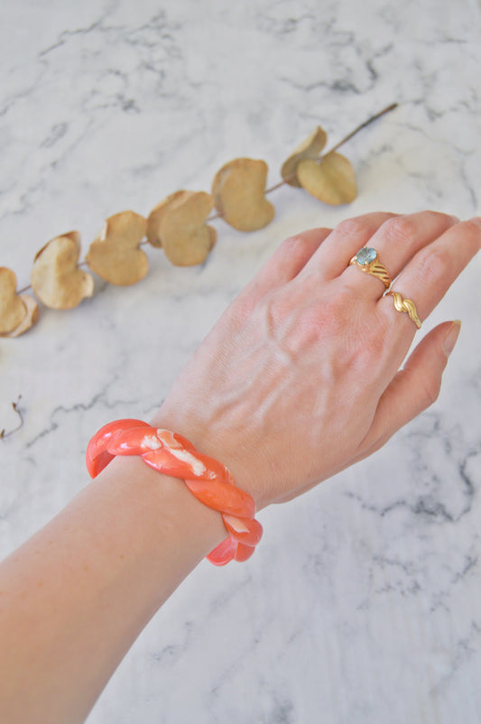 Bracelet torsadé orange