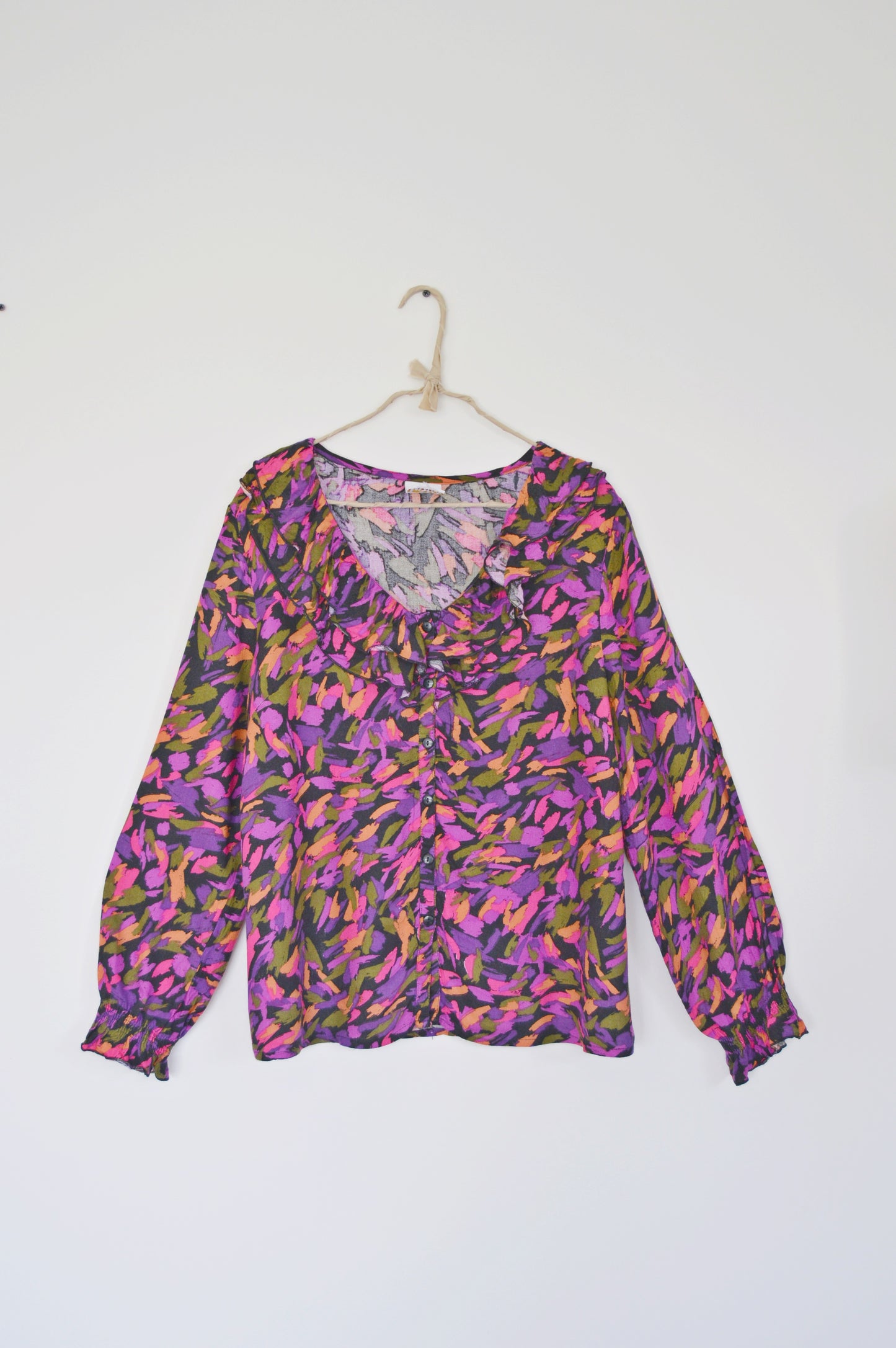 Blouse coloré col volanté Taille 40