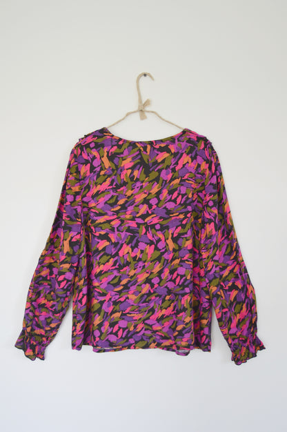 Blouse coloré col volanté Taille 40