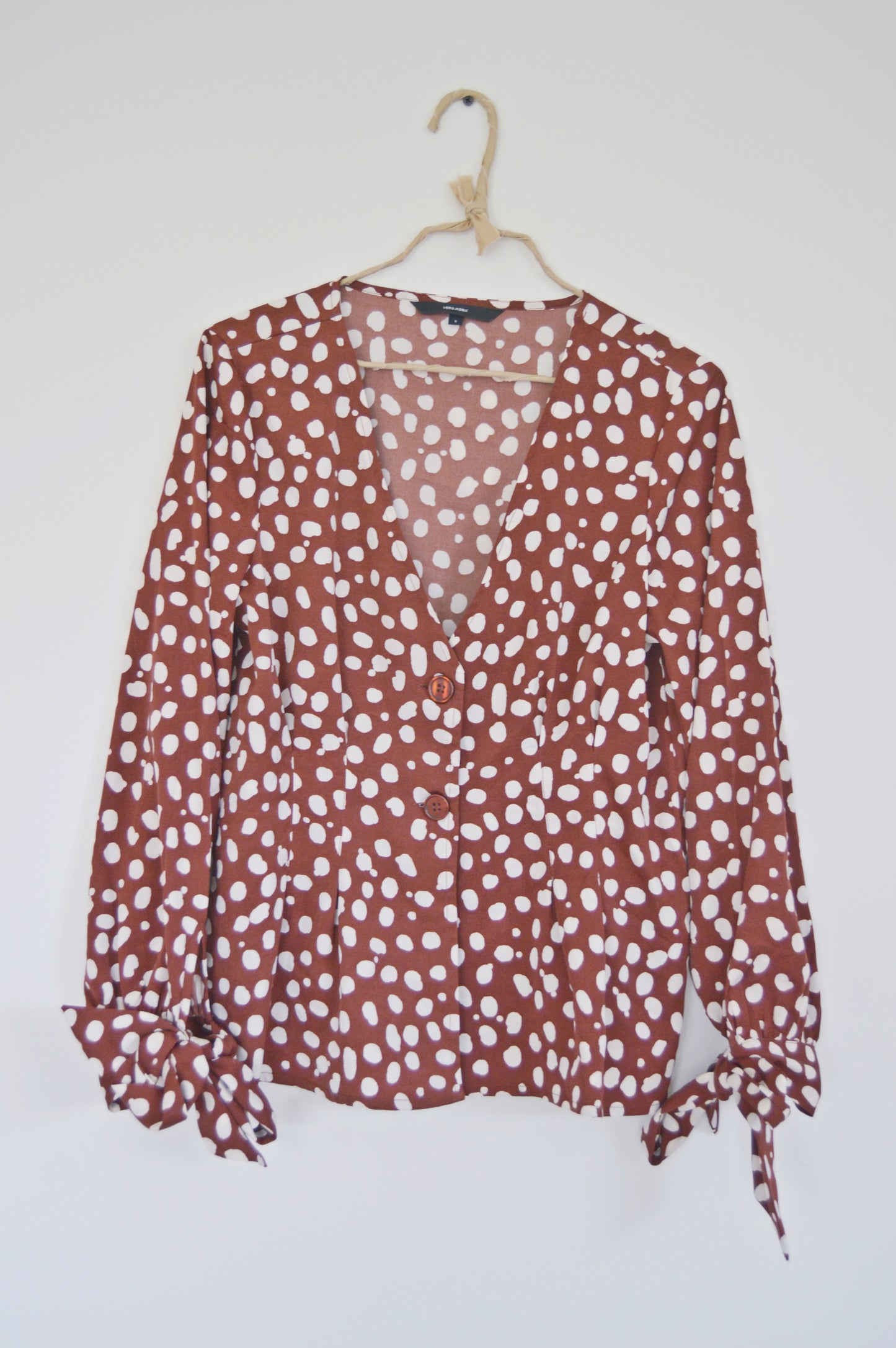 Top marron imprimé pois Taille 36