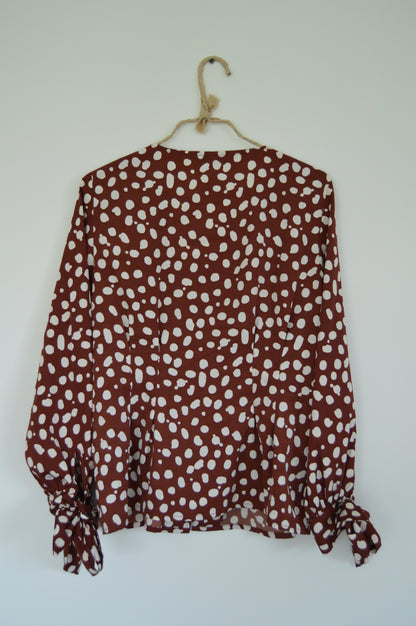 Top marron imprimé pois Taille 36