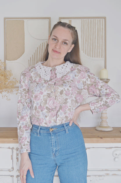 Blouse imprimée fleurs 80s Taille 36/38