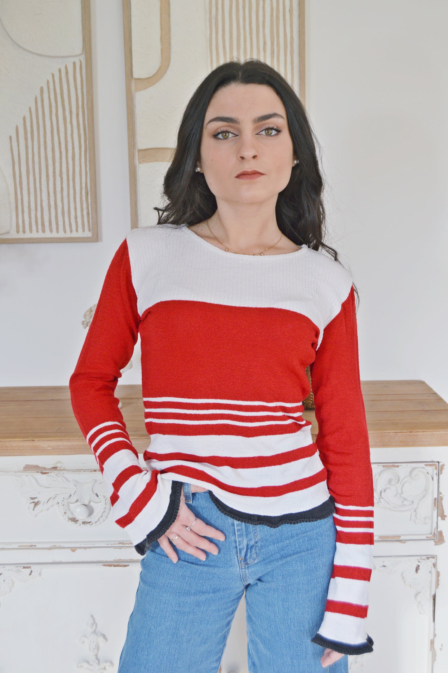 Pull rayure style matière éponge Taille 38